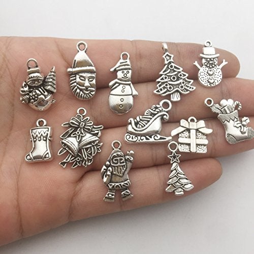 iloveDIYbeads 75 pcs Mixed Craft Supplies Christmas Tree Snowflakes Deer Bell Stocking Charms Pendants for Crafting Jewelry Findings Making Accessory For DIY Necklace Bracelet (M041) - Image 2