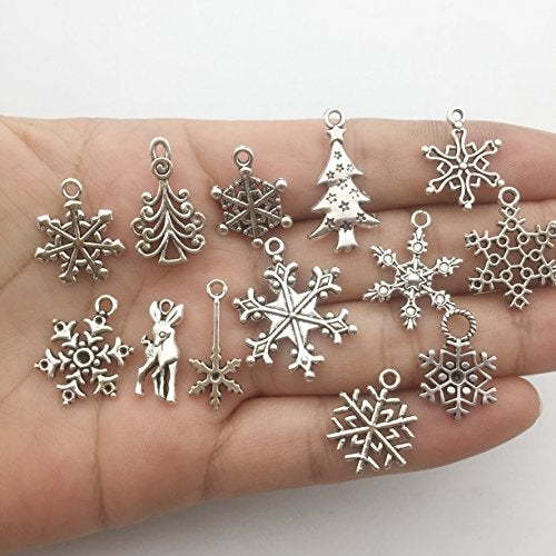 iloveDIYbeads 75 pcs Mixed Craft Supplies Christmas Tree Snowflakes Deer Bell Stocking Charms Pendants for Crafting Jewelry Findings Making Accessory For DIY Necklace Bracelet (M041) - Image 3