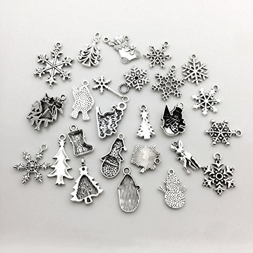 iloveDIYbeads 75 pcs Mixed Craft Supplies Christmas Tree Snowflakes Deer Bell Stocking Charms Pendants for Crafting Jewelry Findings Making Accessory For DIY Necklace Bracelet (M041) - Image 5