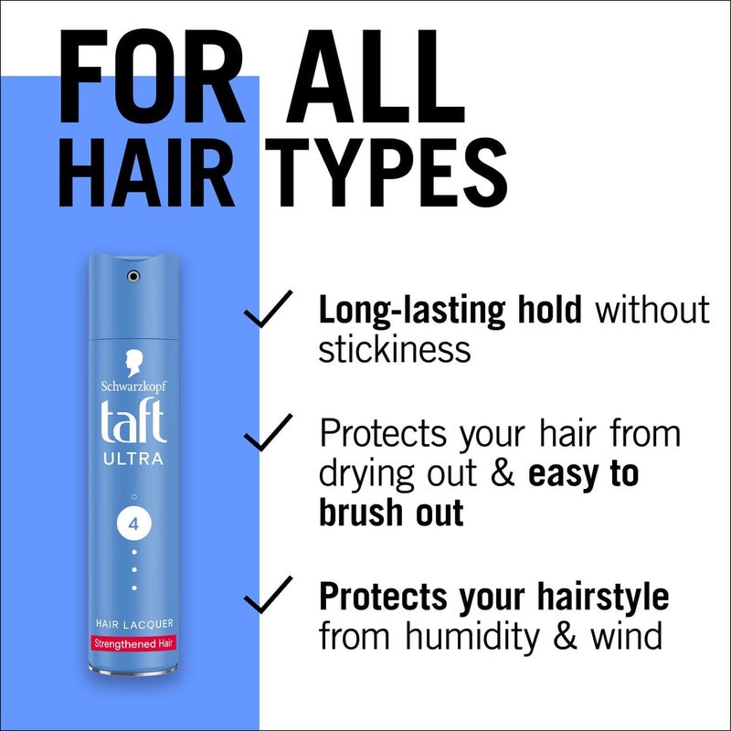 Schwarzkopf Taft Schwarzkopf Taft Hair Lacquer Ultra 250 ML Hold 4 - Image 2