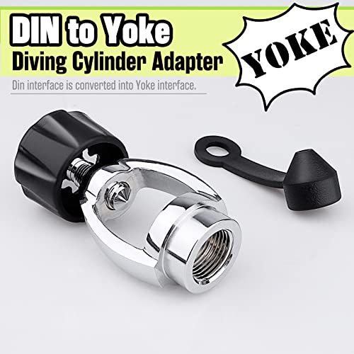 Dawitrly 250Bar 3500PSI ChromePlated Brass DIN Regulator to Yoke Converter First Stage Adapter with Dust Cap for Scuba Diving Tank Regulator Parts - Image 3