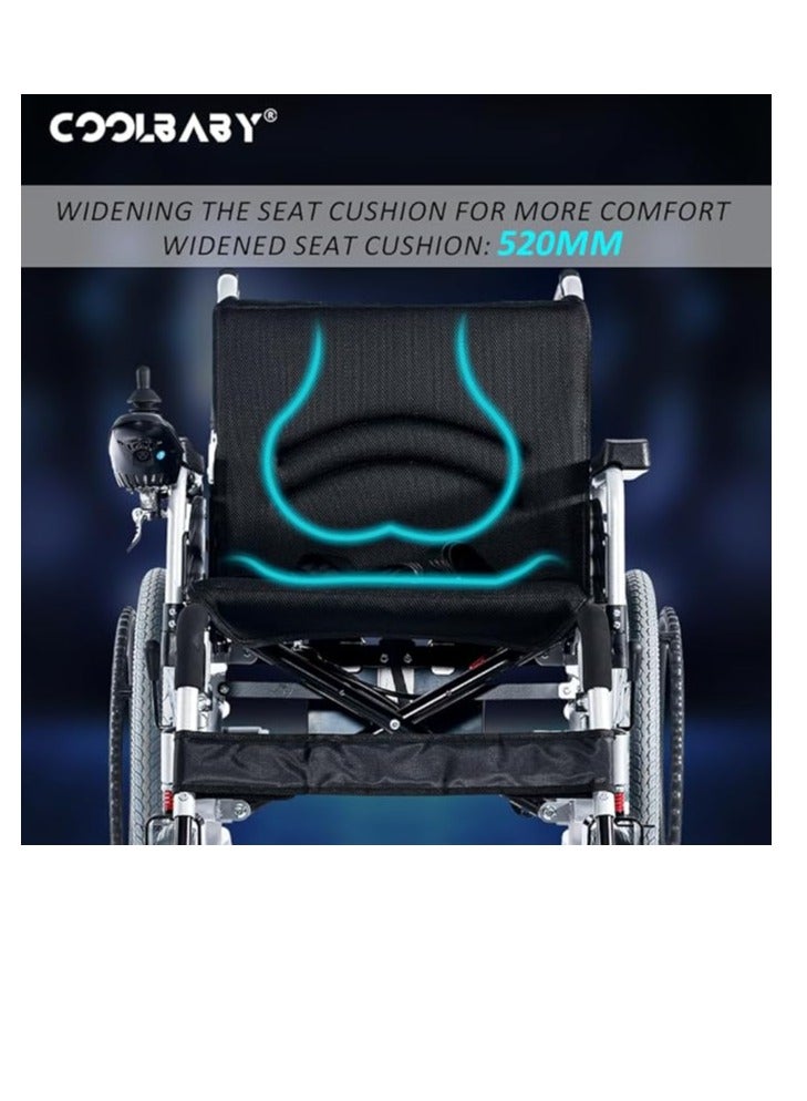 Cool Baby COOLBABY Portable Adult Electric Wheelchair Folding Special Mobility Wheelchairs Equipped with 52cm Widen Seat  - Image 5