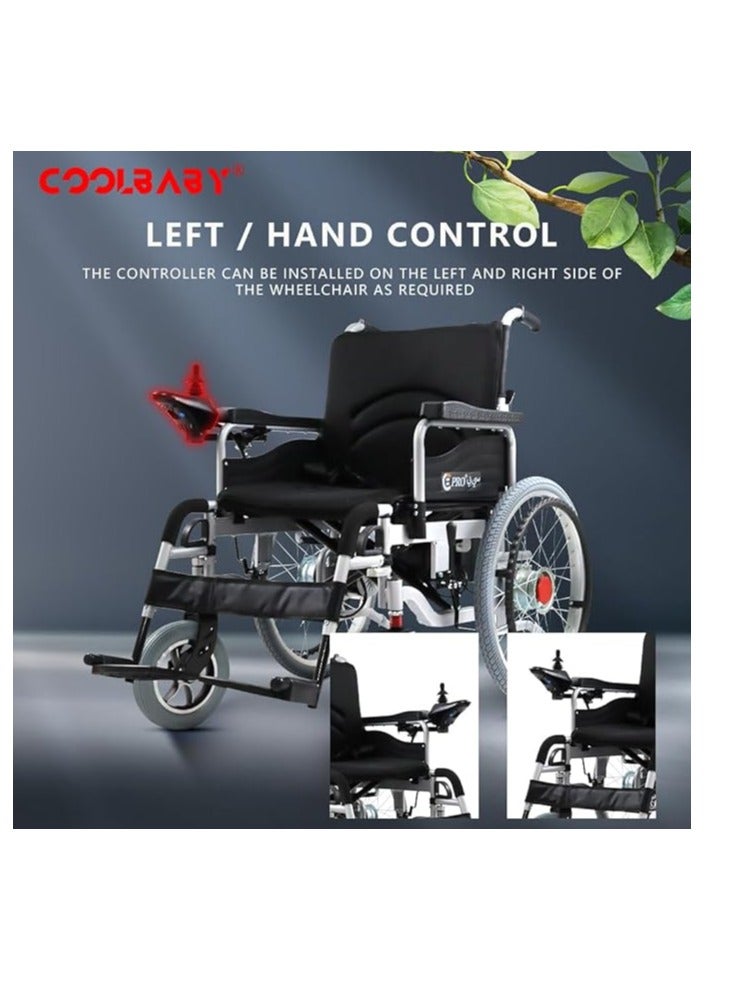 Cool Baby COOLBABY Portable Adult Electric Wheelchair Folding Special Mobility Wheelchairs Equipped with 52cm Widen Seat  - Image 4