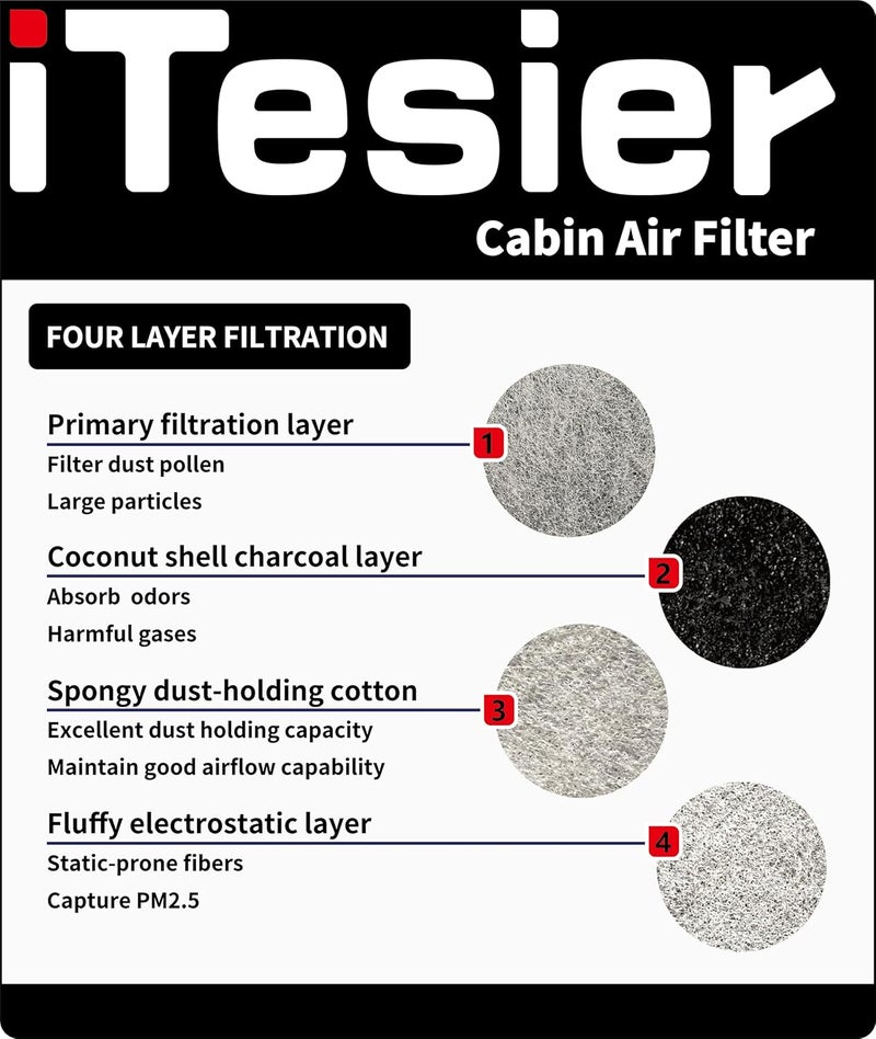 ITESIER Engine Cabin Air Filter Kit for Tucson, Sportage, Santa Fe, Santa Cruz, Sorento (2021-2025) - Image 4