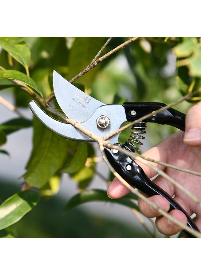 Deli Professional 8" (205mm) Garden Pruner - 65MN Steel Blades with Effort-Saving Spring, Max 14mm Cut (Black) - Image 5