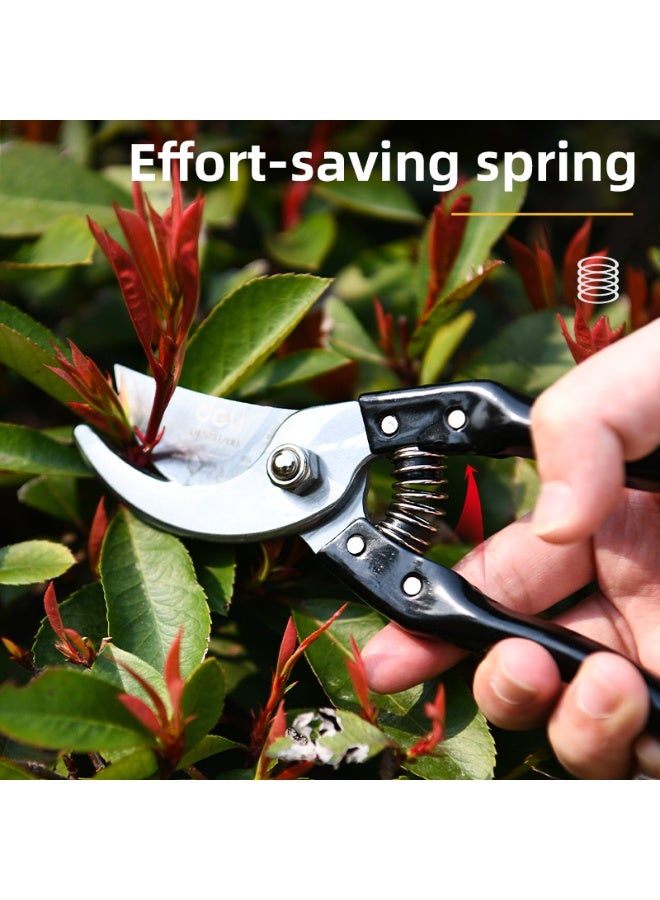 Deli Professional 8" (205mm) Garden Pruner - 65MN Steel Blades with Effort-Saving Spring, Max 14mm Cut (Black) - Image 3