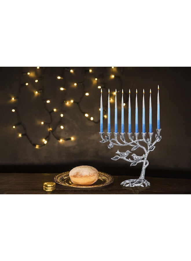 Ner Mitzvah Tree of Life Menora for Chanuka - Fits All Standard Chanukah Candles - Artistic Candle Menorahs - Silver Hanukkah Menorah - 7.5" High - Image 4
