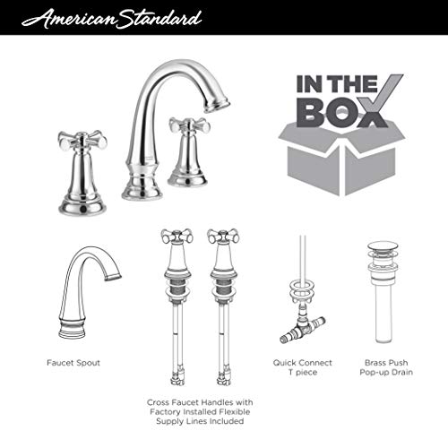 American Standard 7052827.002, Delancey 8-Inch Widespread 2-Handle Bathroom Faucet 1.2 GPM With Cross Handles, Chrome - Image 3