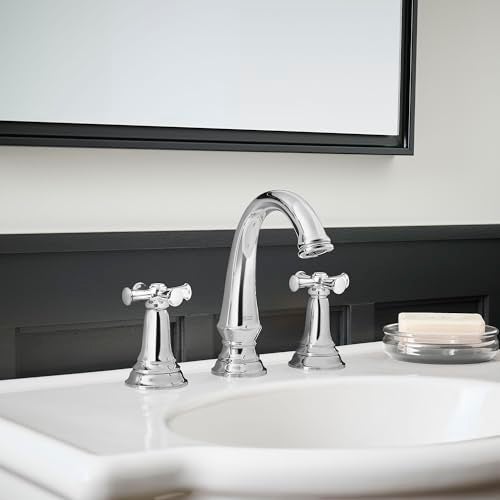 American Standard 7052827.002, Delancey 8-Inch Widespread 2-Handle Bathroom Faucet 1.2 GPM With Cross Handles, Chrome - Image 2