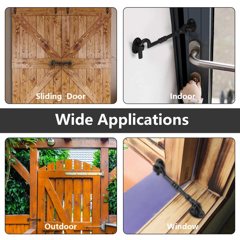 ويل ميد مزلاج خطافي وحلقي من ويل ميد مقاس 6 بوصات للأبواب، مزلاج مقاوم للصدأ، قفل خطافي للخصوصية للأبواب والبوابات والحظائر والأكواخ والنوافذ مع 4 براغي (عبوة واحدة، أسود) - Image 5