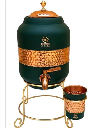 5 Litre Pure Copper Hammered Water Dispenser (Matka) Container Pot with 1Pure Copper Glasses Pure Copper and Ayurvedic Health Benefits (5000 ml + 600 ml) - pzsku/Z7578602DB9575DC2BA2DZ/45/_/1736501912/cf948498-eb86-4128-a402-6f30b30374bc