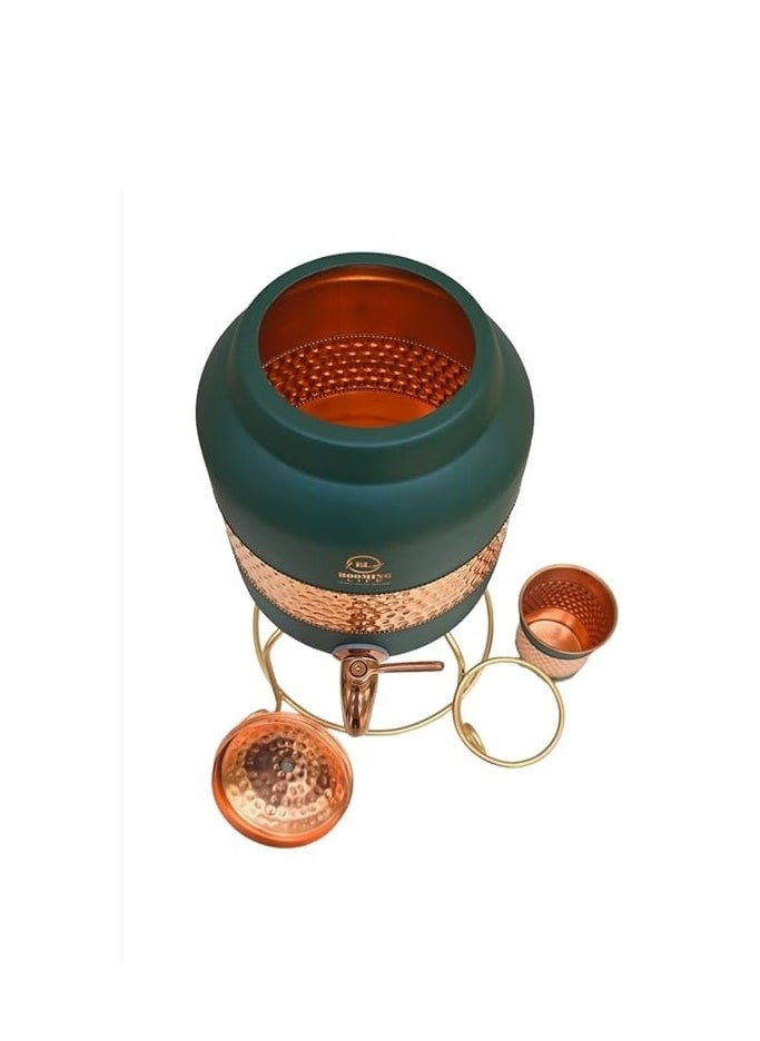 AWALOR 5 Litre Pure Copper Hammered Water Dispenser (Matka) Container Pot with 1Pure Copper Glasses Pure Copper and Ayurvedic Health Benefits (5000 ml + 600 ml)  - Image 3