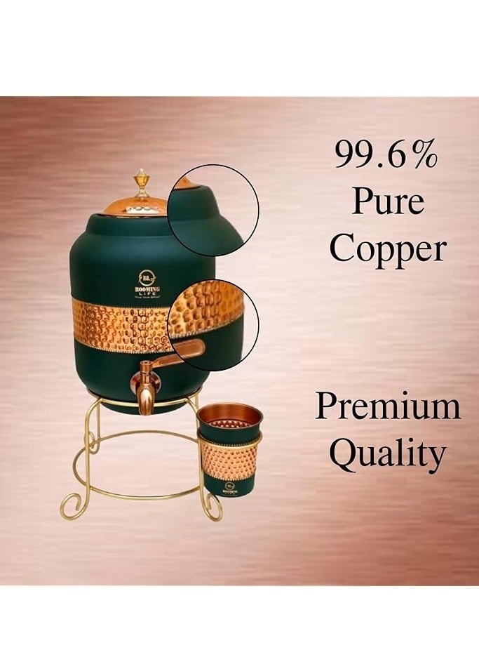 AWALOR 5 Litre Pure Copper Hammered Water Dispenser (Matka) Container Pot with 1Pure Copper Glasses Pure Copper and Ayurvedic Health Benefits (5000 ml + 600 ml)  - Image 5
