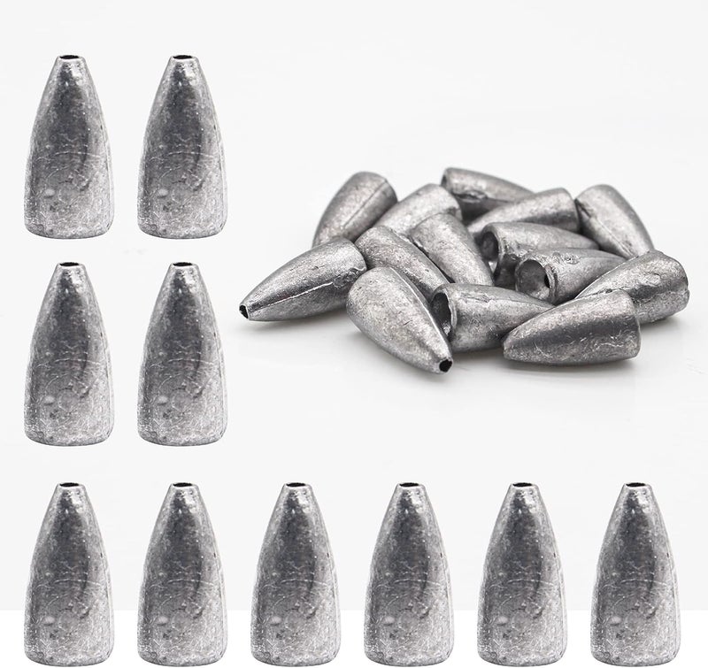 FREGITO Fishing Weight Sinkers, 50pcs/55pcs Lead Worm Weights Fishing Sinkers for Bass Fishing Texas Rigs - Image 1