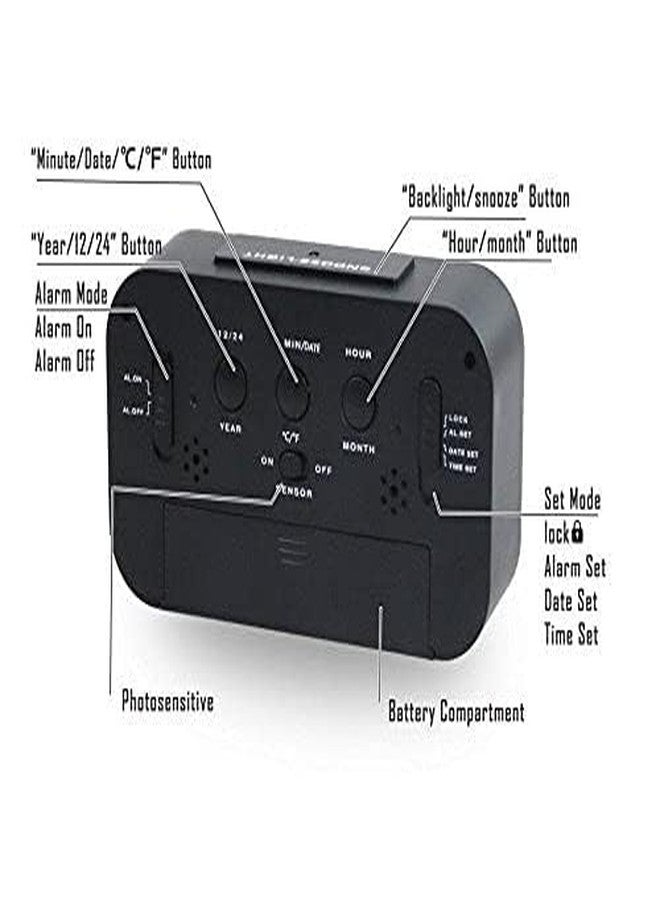 Hocimit Digital Alarm Clock Table Clock for Students, Home, Office, Corporate with Automatic Sensor, Date & Temperature (Multicolor) - Image 5