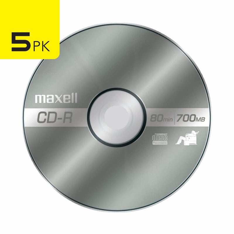 Maxell Maxell – 648220, Premium Quality Noise free Surface Playback Recordable CDs 700Mb Storage – 2x to 48x, Write Speed with 80 minutes - Blank CDs, CD Storage & Reusable Spindle Case Holder - 5 Pack - Image 2