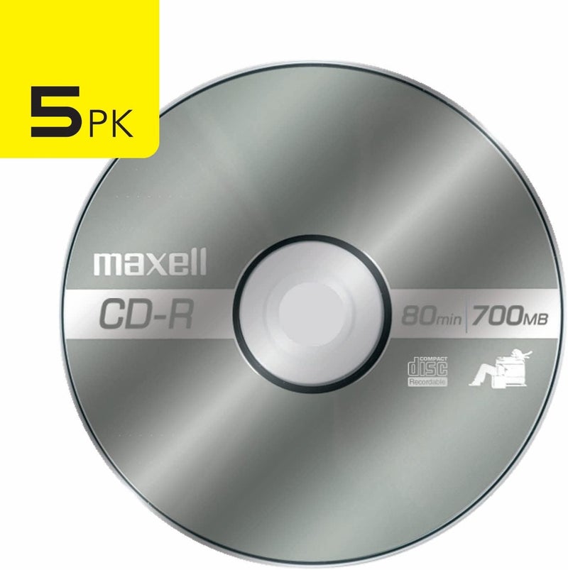 Maxell â€“ 648220, Premium Quality Noise free Surface Playback Recordable CDs 700Mb Storage â€“ 2x to 48x, Write Speed with 80 minutes - Blank CDs, CD Storage & Reusable Spindle Case Holder - 5 Pack - Image 2