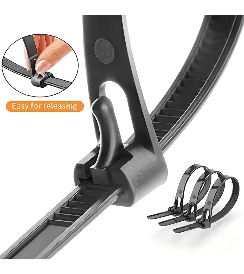 100 Reusable Retractable Cable Ties 30cm Heavy Duty Adjustable Straps - Image 2