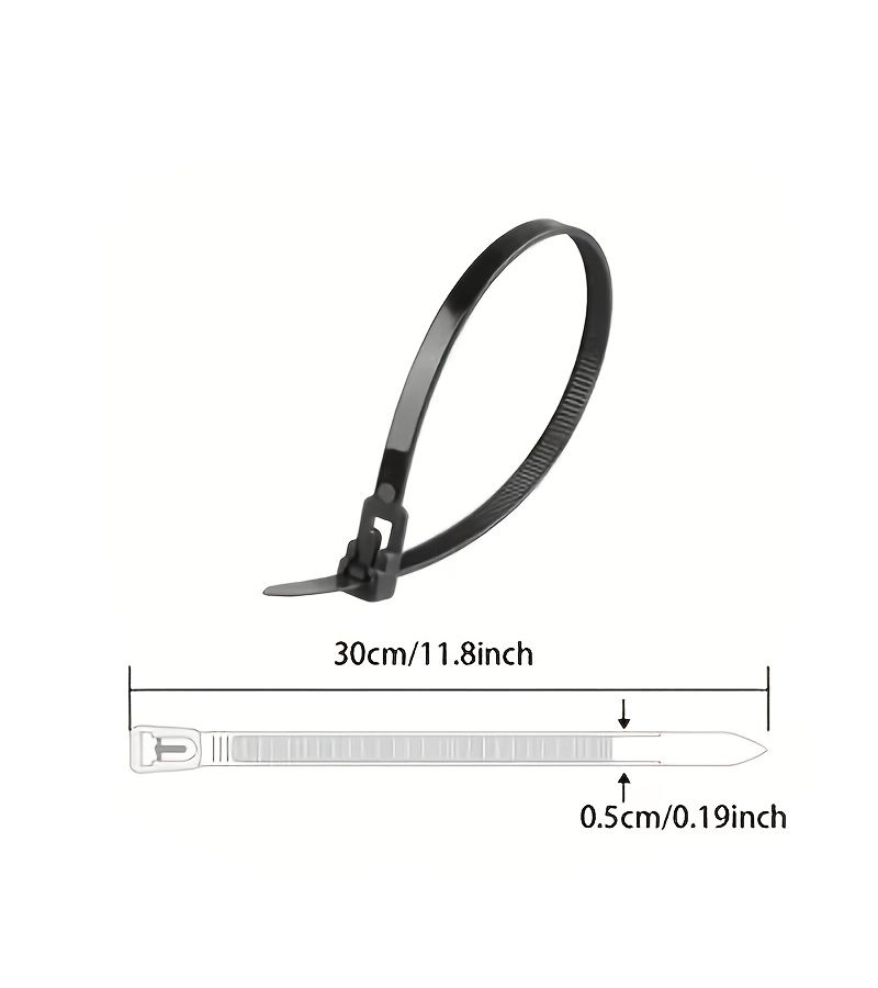 100 Reusable Retractable Cable Ties 30cm Heavy Duty Adjustable Straps - Image 3