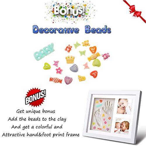 BABIES BLOOM Baby Handprint and Footprint Makers Kit Keepsake Frame for Newborn Boys & Girls Baby Girl Gifts & Baby Boy Gifts New Mom Baby Shower Gifts (Blue/Orange Decor) - Image 4