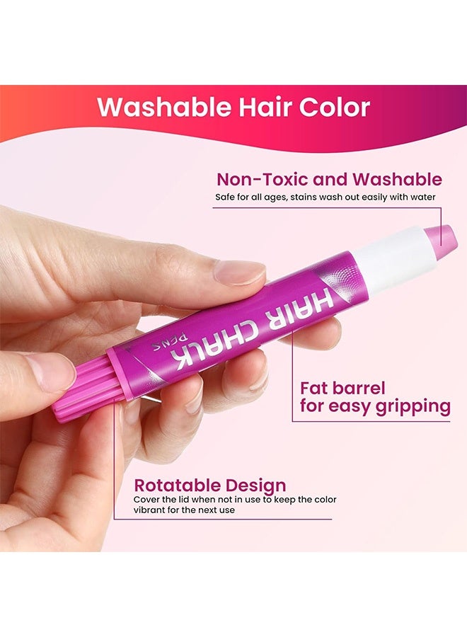 إم إكس إن 10 قطع من طباشير الشعر، مجموعة مكياج صبغة الشعر المؤقتة للفتيات، أقلام صبغة شعر ملونة قابلة للغسل ومنخفضة التحفيز للمهرجانات وحفلات التنكر - Image 3