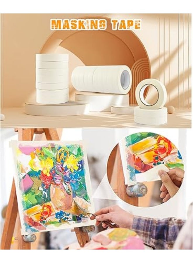 Green Tiger White Masking Tape 10 Pack,General Purpose Beige Painter's Tape 1.5CM x 20M,White Artist Tape For Painting,Labeling,Packing,Craft,Art - Image 5