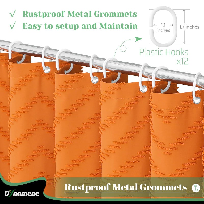 Dynamene Boho Farmhouse Startain Starting Orange Fabric Suffted Chevron Chevron مخطط محكم الستائر الدش للحمام المتهالك أنيقة مقاومة للماء الستار مجموعة مع خطافات 72x72 - Image 4
