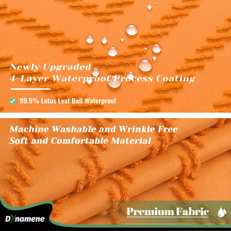 Dynamene Boho Farmhouse Startain Starting Orange Fabric Suffted Chevron Chevron مخطط محكم الستائر الدش للحمام المتهالك أنيقة مقاومة للماء الستار مجموعة مع خطافات 72x72 - Image 2