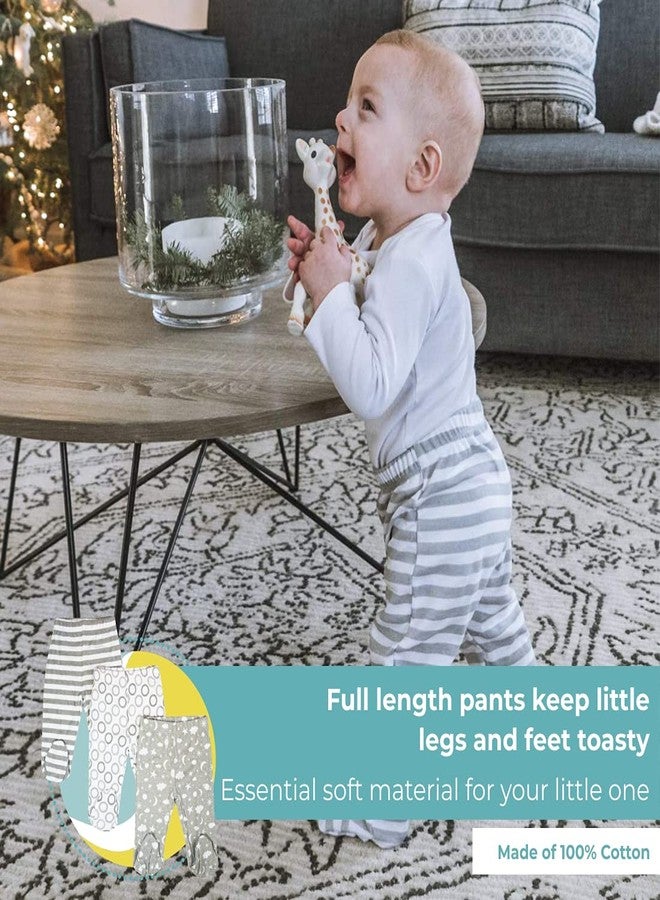 Spasilk سلسلة سباسيليك 3 عبوات من بنطلونات قطنية بأقدام للأطفال الذكور والإناث - ملابس أطفال غير محددة الجنس - بنطلونات للأطفال حديثي الولادة - Image 5