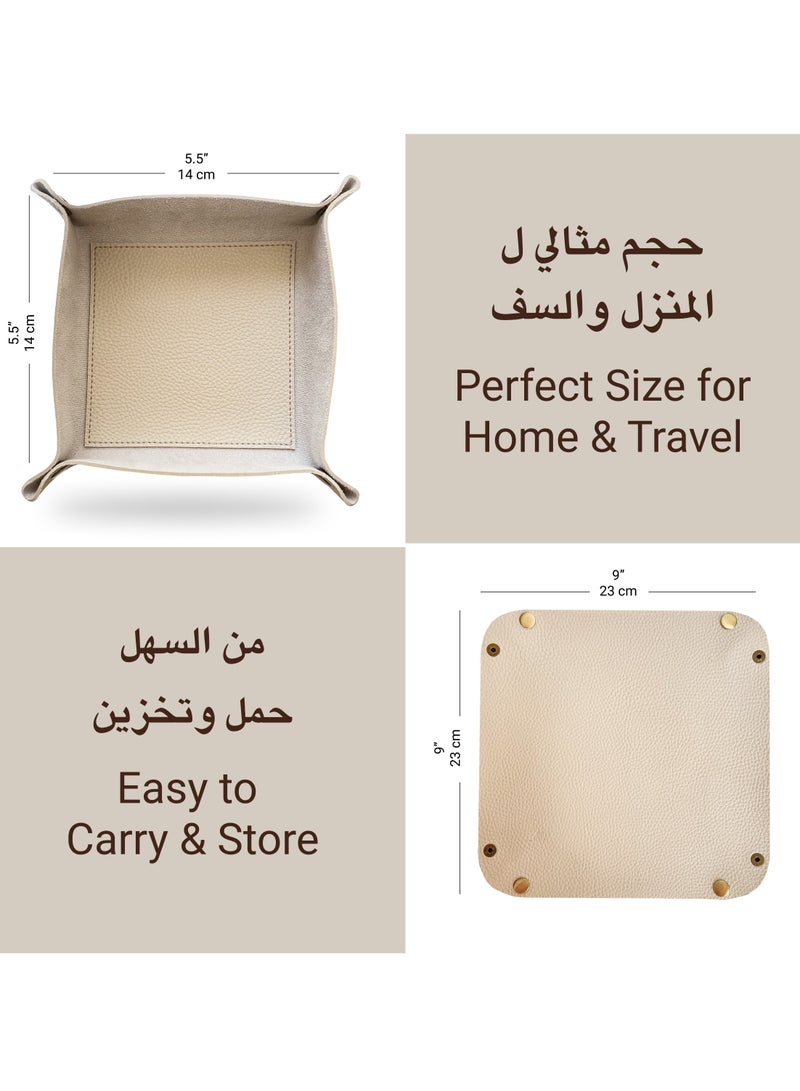 لي آرت LEART - صينية جلديةصينية جلدية صغيرة الحجم لوضع الأغراض الشخصية - صينية صغيرة ومدمجة | منظم للمكتب، بجانب السرير، مدخل المنزل | صينية جلدية للمفاتيح، والعملات المعدنية، والقرطاسية، والمجوهرات (جمل)  - Image 4