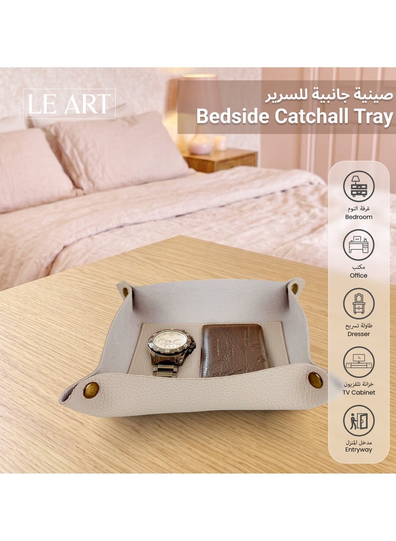 LeArt Leather Valet Tray - Small & Compact Catchall Tray | Desk, Bedside, Home Entrance Entryway Organizer | Leather Tray for Keys, Coins, Stationary, Jewellery (Camel) - Image 4