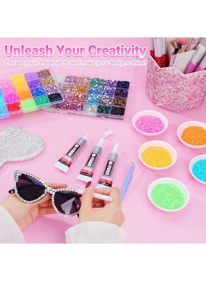 ATRJSZ 48000Pcs Resin Jelly Rhinestones Flatback 3mm,Multicolor Bedazzling Gems for Nail Art, Diamond Painting,Abaya,PhoneCase,Decoration Bedazzler Kit with 3x10ml Glue - Image 2