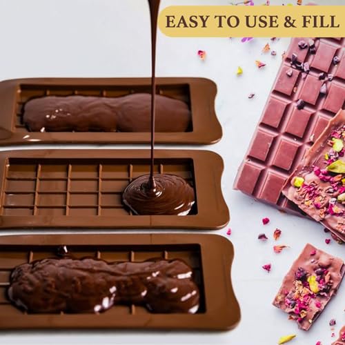 HKNMTT Chocolate Bar Molds Silicone Classic 4 Pack, Snap Candy Bars Making Mould Set, BPA Free Soy Candle Wax Melt Durable Mold Easy Release Non-Stick for Protein and Energy DIY Handmade Gifts - Image 5