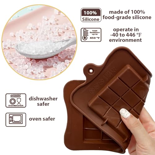 HKNMTT Chocolate Bar Molds Silicone Classic 4 Pack, Snap Candy Bars Making Mould Set, BPA Free Soy Candle Wax Melt Durable Mold Easy Release Non-Stick for Protein and Energy DIY Handmade Gifts - Image 4