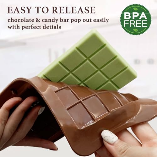 HKNMTT Chocolate Bar Molds Silicone Classic 4 Pack, Snap Candy Bars Making Mould Set, BPA Free Soy Candle Wax Melt Durable Mold Easy Release Non-Stick for Protein and Energy DIY Handmade Gifts - Image 2
