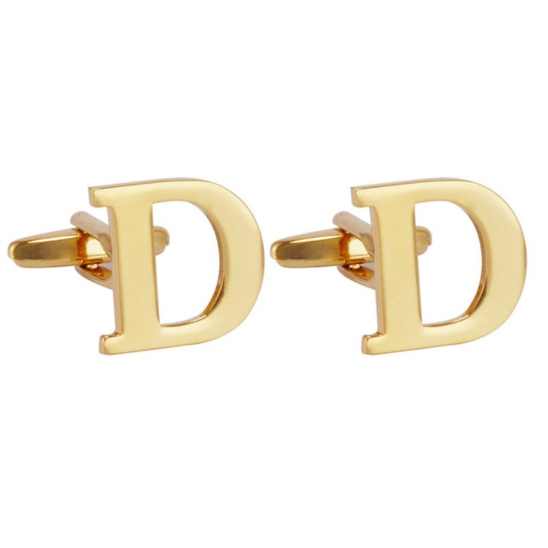 Salutto Men's Gold Letter D Cufflinks 1 Pair with Gift Box (D)