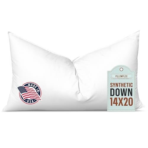 Pillowflex Synthetic Down Pillow Insert - 14x20 Down Alternative Pillow, Ultra Soft, Small Rectangle, Lumbar, Travel, Neck, Sleeping Pillow - 1 Decorative Pillow Form - Image 1