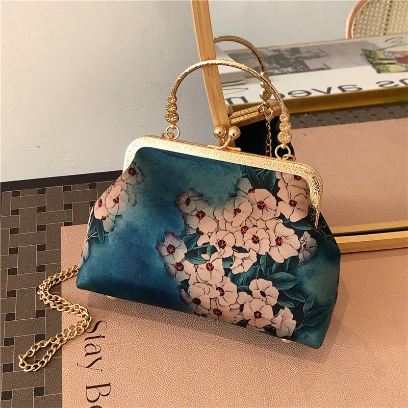 Handmade Gold-Clasped Brocade Chinese-Style Fragrant Cloud Yarn Holiday Gift Retro Evening Bag Coin Purse Fashion - Image 4