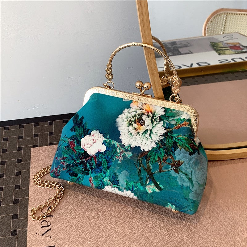 Handmade Gold-Clasped Brocade Chinese-Style Fragrant Cloud Yarn Holiday Gift Retro Evening Bag Coin Purse Fashion - Image 5