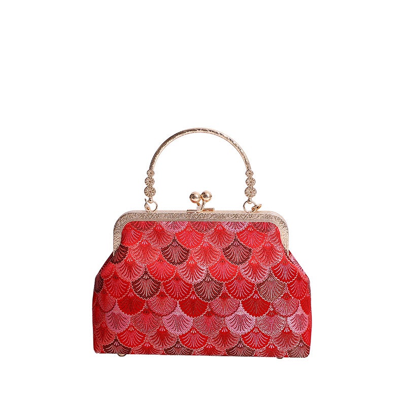 Handmade Gold-Clasped Brocade Chinese-Style Fragrant Cloud Yarn Holiday Gift Retro Evening Bag Coin Purse Fashion - Image 1