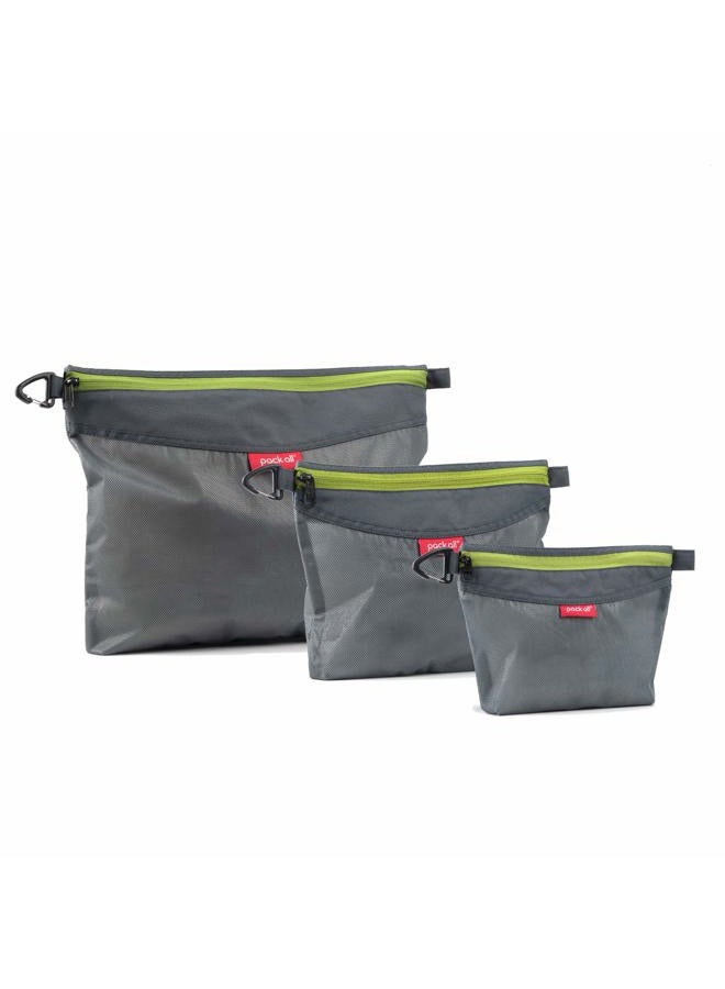 pack all Waterproof Travel Packing Pouches Storage Packing Bag with Zipper for Travel, Office, Arts (Small/Medium/Large/Set) Set Gray - Image 1
