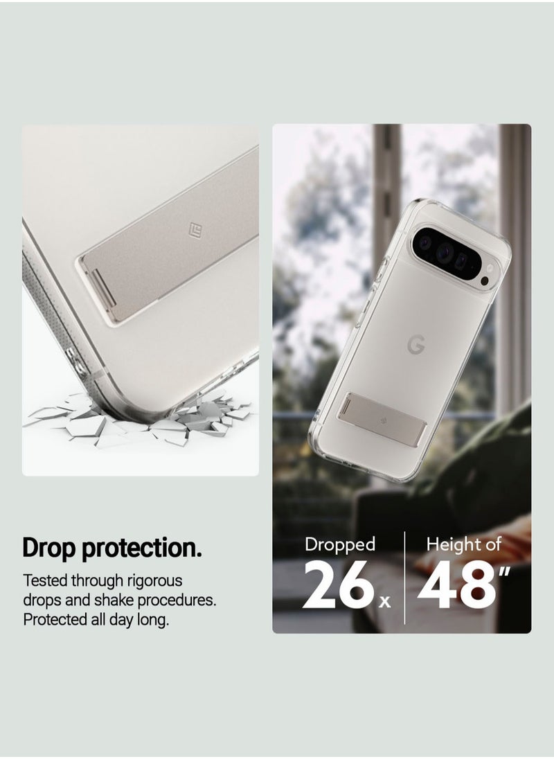 Caseology - Capella Kickstand for Google Pixel 9 Case / Pixel 9 PRO Case Cover [Built-in Kick Stand] Military Grade - Clear Ivory - Image 1