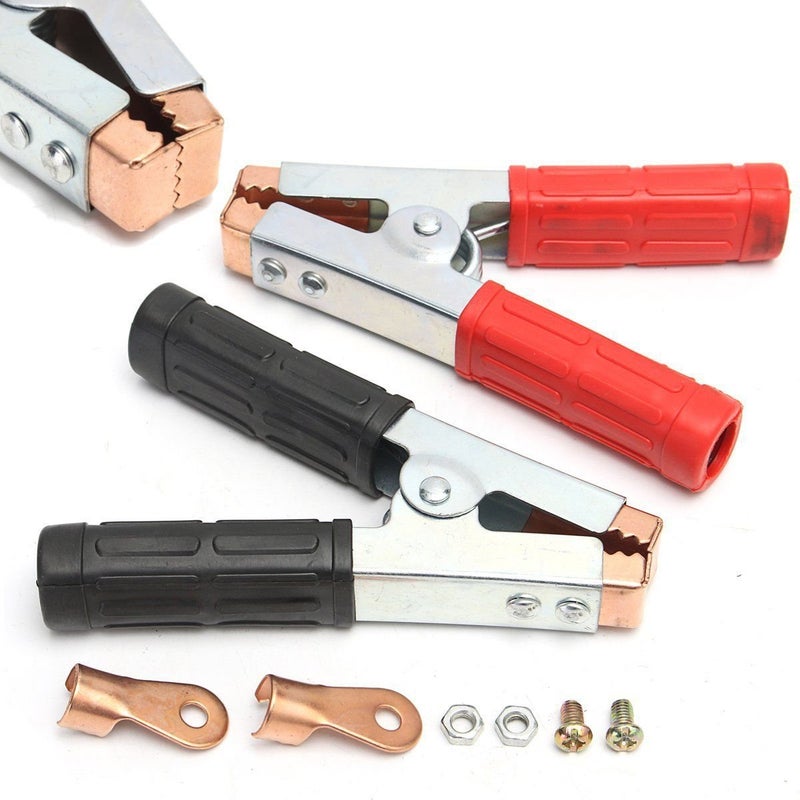 Insulated Alligator Clips Durable Heavy Duty Black Red Boot Metal Spring Loaded Truck Car Battery Electric Test Clips Lead Probe Alligator Clamps 600A 2PACK