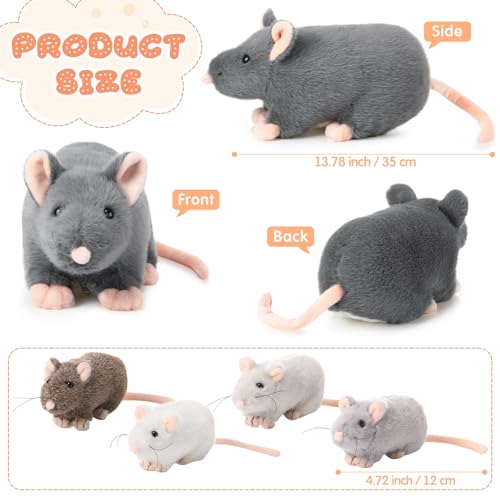 Arrowbash 5 Pcs Mouse Stuffed Animals Set 14 Large Mommy Rat Plush with 4 Small Mouse Babies in Zippered Tummy Stuffed Rat Plush Toys for Kids Girls Boys Valentine Birthday GiftCute Style - Image 5