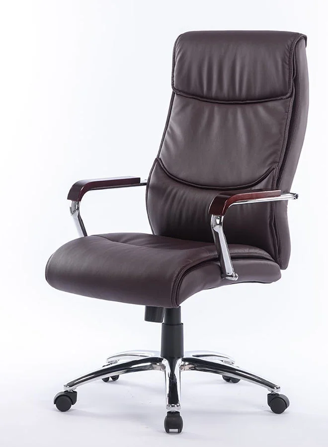 DANUBE HOME Boss Swivel High Back Office Chair Ergonomic Gaming Chair Modern Home Computer Chair 360° Swivel Pu Leather Office Chair Adjustable Lumbar Executive Chair 75.5x63.5x115 cm Brown
