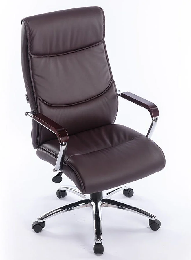 DANUBE HOME Boss Swivel High Back Office Chair Ergonomic Gaming Chair Modern Home Computer Chair 360° Swivel Pu Leather Office Chair Adjustable Lumbar Executive Chair 75.5x63.5x115 cm Brown