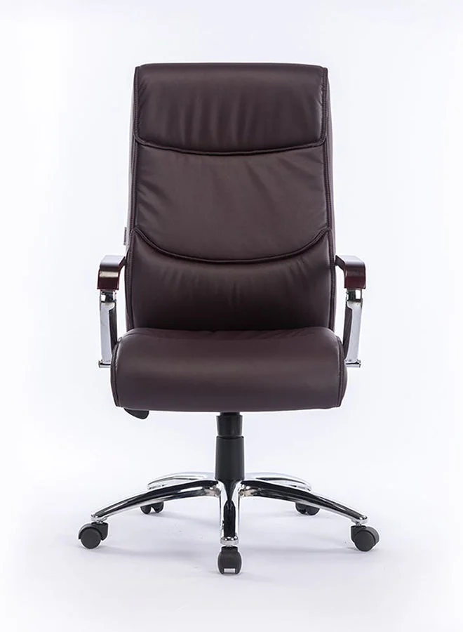 DANUBE HOME Boss Swivel High Back Office Chair Ergonomic Gaming Chair Modern Home Computer Chair 360° Swivel Pu Leather Office Chair Adjustable Lumbar Executive Chair 75.5x63.5x115 cm Brown