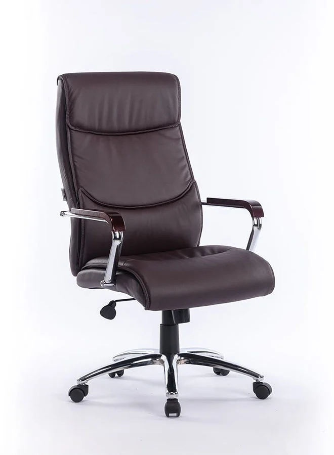 DANUBE HOME Boss Swivel High Back Office Chair Ergonomic Gaming Chair Modern Home Computer Chair 360° Swivel Pu Leather Office Chair Adjustable Lumbar Executive Chair 75.5x63.5x115 cm Brown