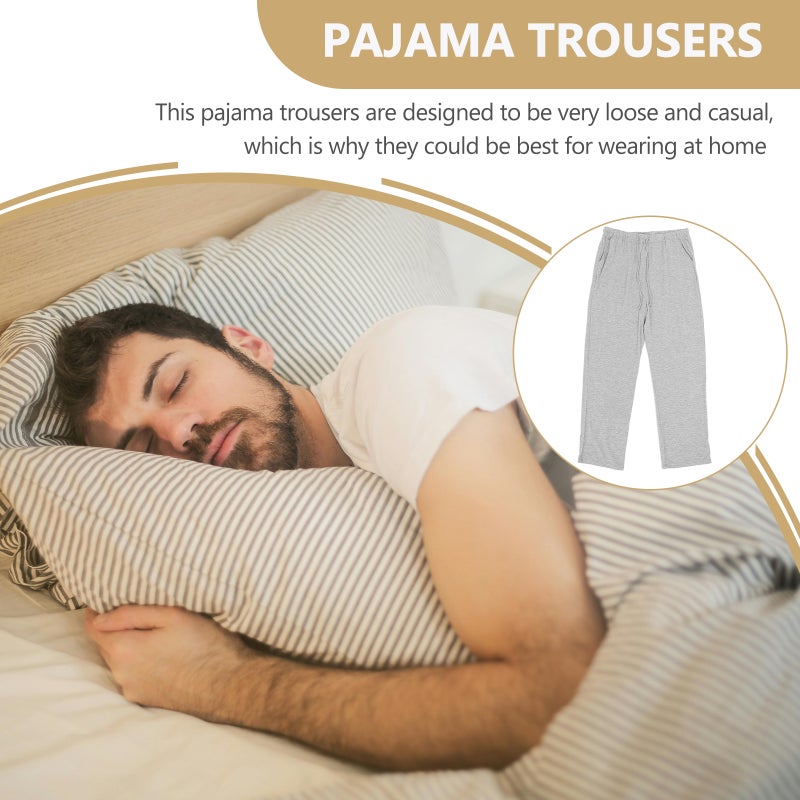 1Pc Pajama Trousers for Loose Casual Pants for Home Sleeping Trousers Size 2XL (Grey) - Image 5