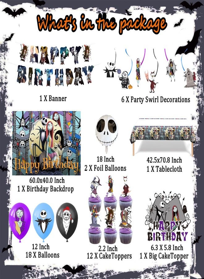 Taeku Horror Birthday Decorations - 39 Pcs Halloween Party Supplies Set Movie Theme, Includes Banner, Balloons, Cake Toppers, Backdrop & Tablecloth - Scary Decor for Horror Fans (Orange) - Image 2